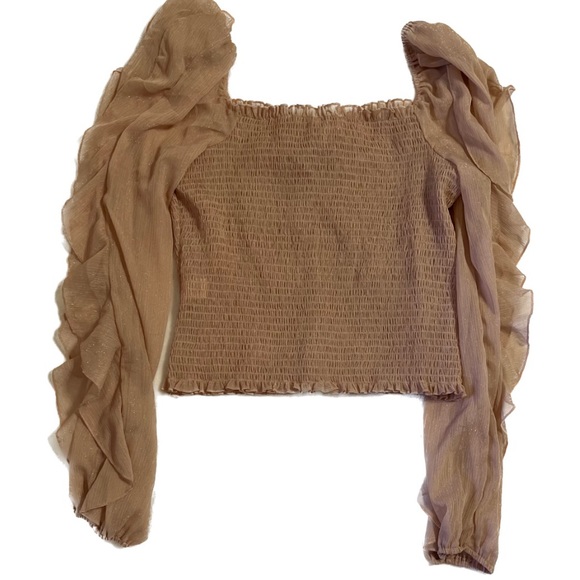 Smocked top chiffon; A. Peach purchased at Buckle NWOT size xl - Picture 2 of 2